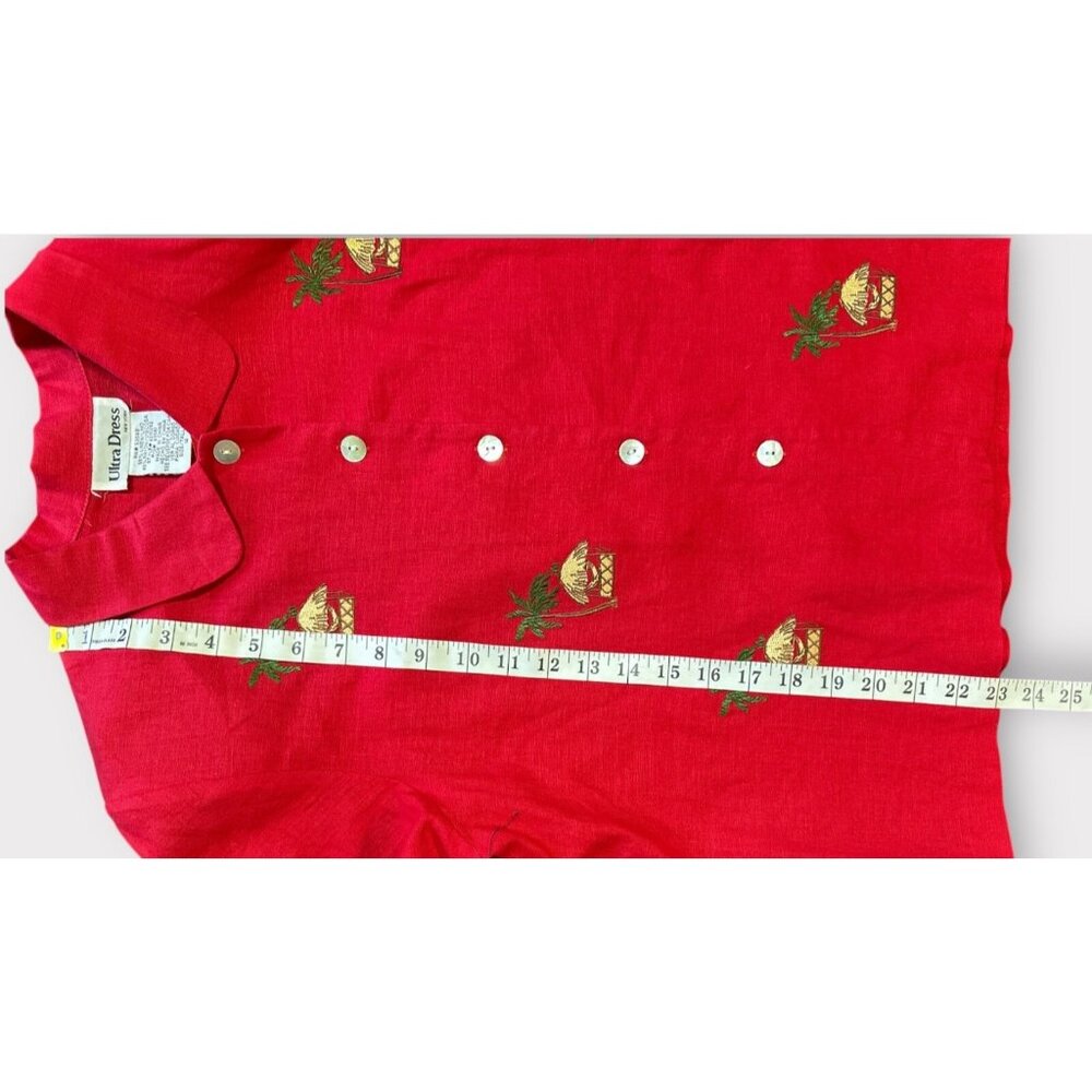 Vintage Ultra Dress NY Womens 2pc Size 14 Dress Embroidered Linen Blend Retro - Picture 13 of 16